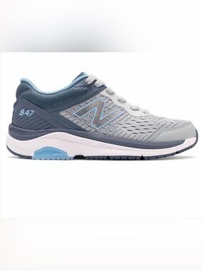 New Balance Womens 847v4 Walking Running Workout Shoe Light Blue Navy Gray Sz 8